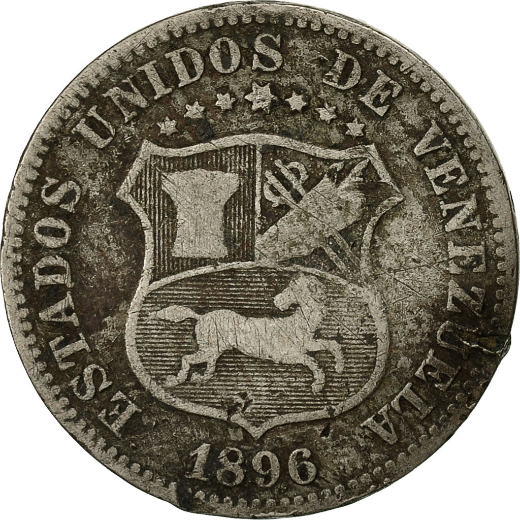 Coin, Venezuela, 12-1/2 Centimos, 1896, VF(30-35), Copper-nickel, KM:28
