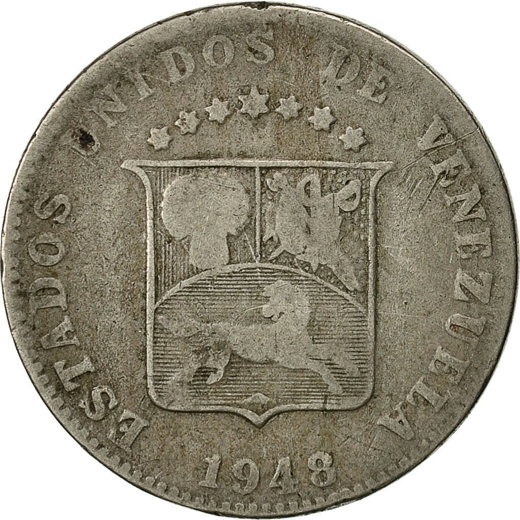 Moneta, Venezuela, 12-1/2 Centimos, 1948, Philadelphia, MB, Rame-nichel, KM:30a