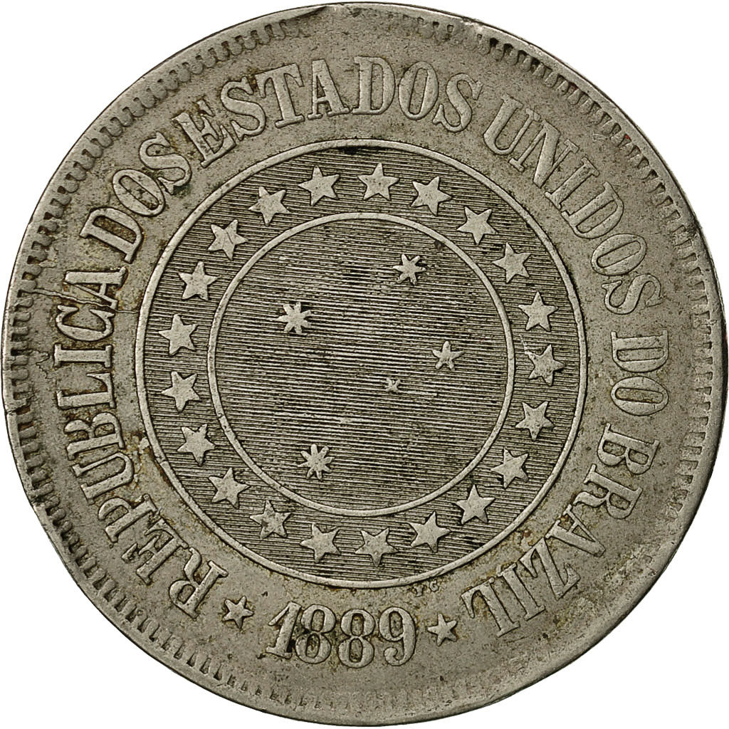 Coin, Brazil, 200 Reis, 1889, VF(30-35), Copper-nickel, KM:493