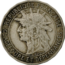 Coin, Guadeloupe, Franc, 1921, EF(40-45), Copper-nickel, KM:46