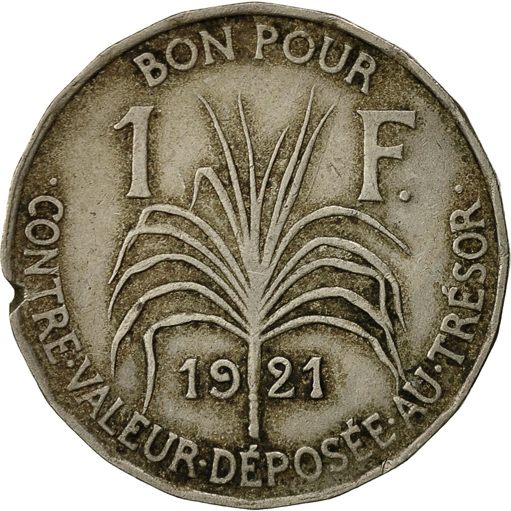 Coin, Guadeloupe, Franc, 1921, EF(40-45), Copper-nickel, KM:46
