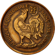 Coin, French Equatorial Africa, Franc, 1943, Pretoria, AU(55-58), Bronze, KM:2a