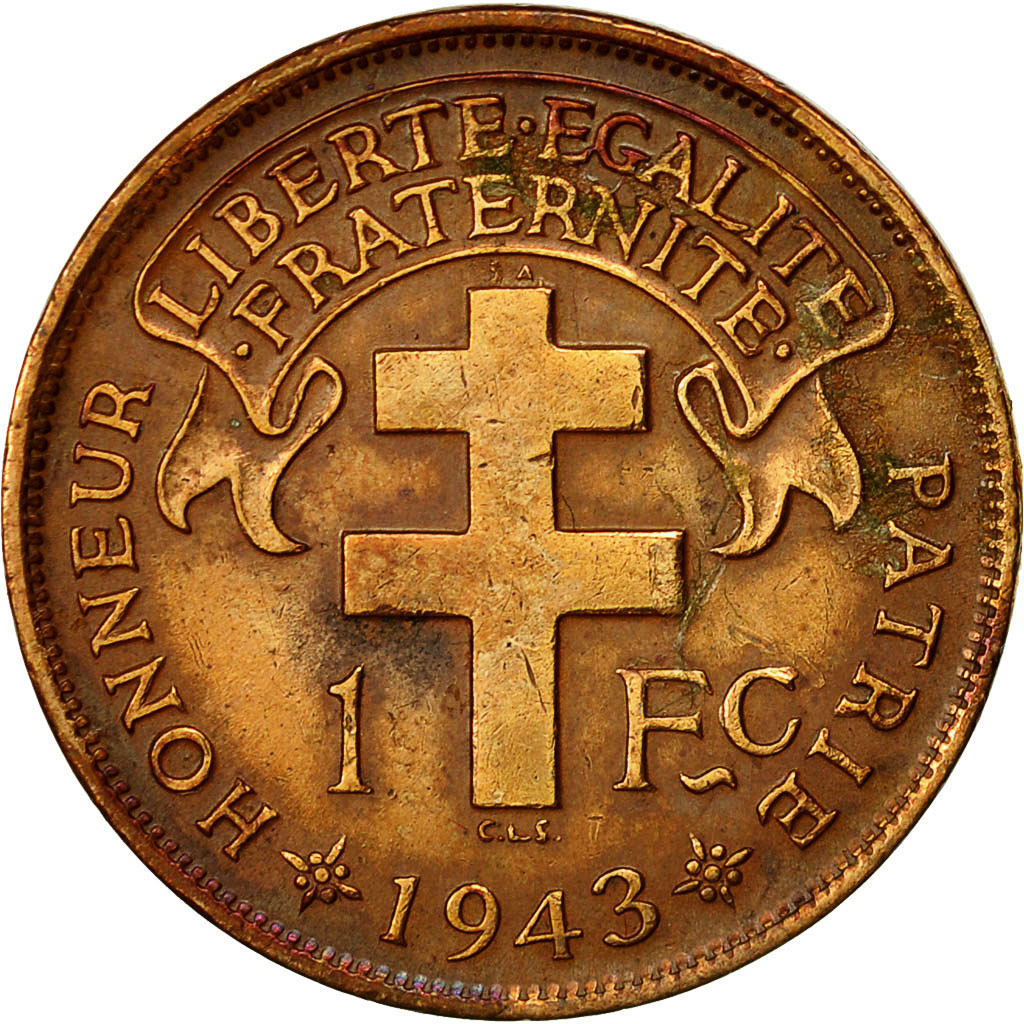 Monnaie, Afrique-Équatoriale française, Franc, 1943, Pretoria, SUP, Bronze