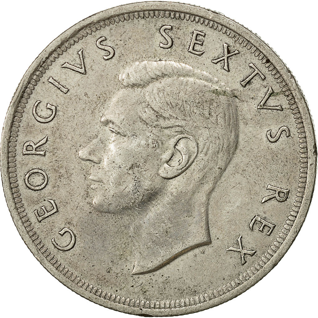 Munten, Zuid Afrika, George VI, 5 Shillings, 1952, ZF+, Zilver, KM:41