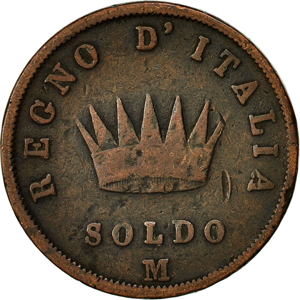 Munten, Italiaanse staten, KINGDOM OF NAPOLEON, Napoleon I, Soldo, 1811, Milan