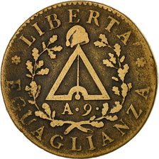 Coin, ITALIAN STATES, PIEDMONT REPUBLIC, Due (2) Soldi, 1800, AU(50-53), Bronze