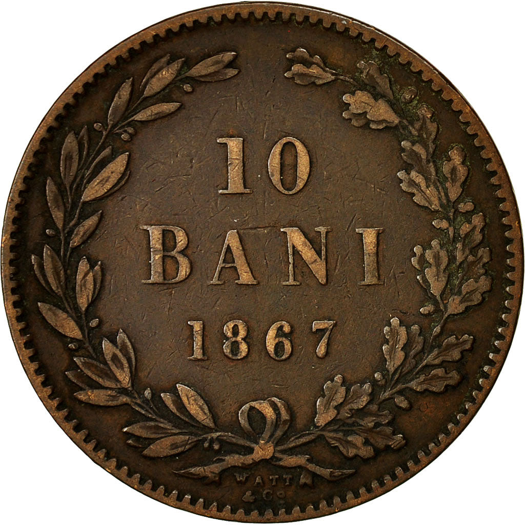 Coin, Romania, Carol I, 10 Bani, 1867, EF(40-45), Copper, KM:4.2