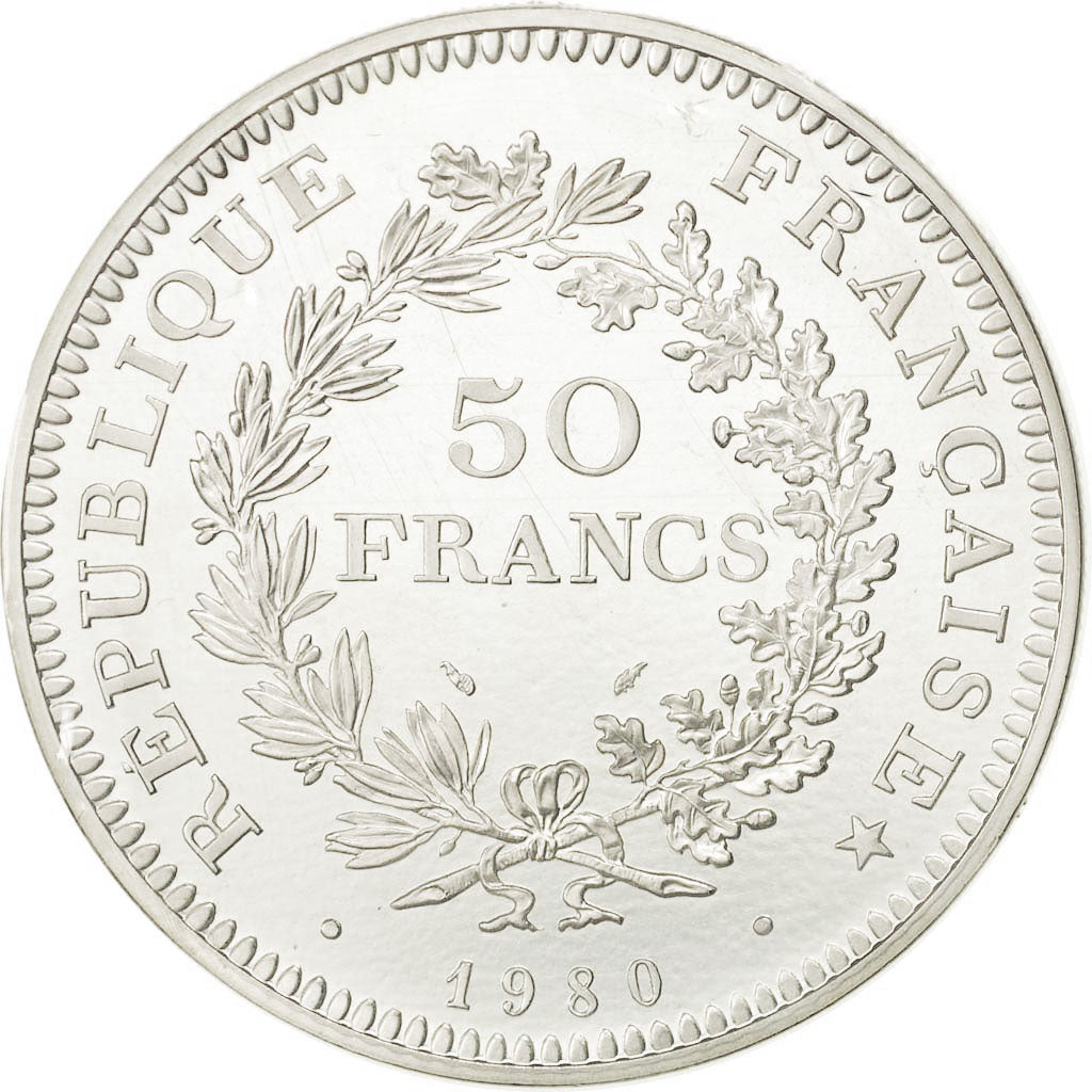 Coin, France, 50 Francs, 1980, Pessac, MS(65-70), Silver, KM:P680