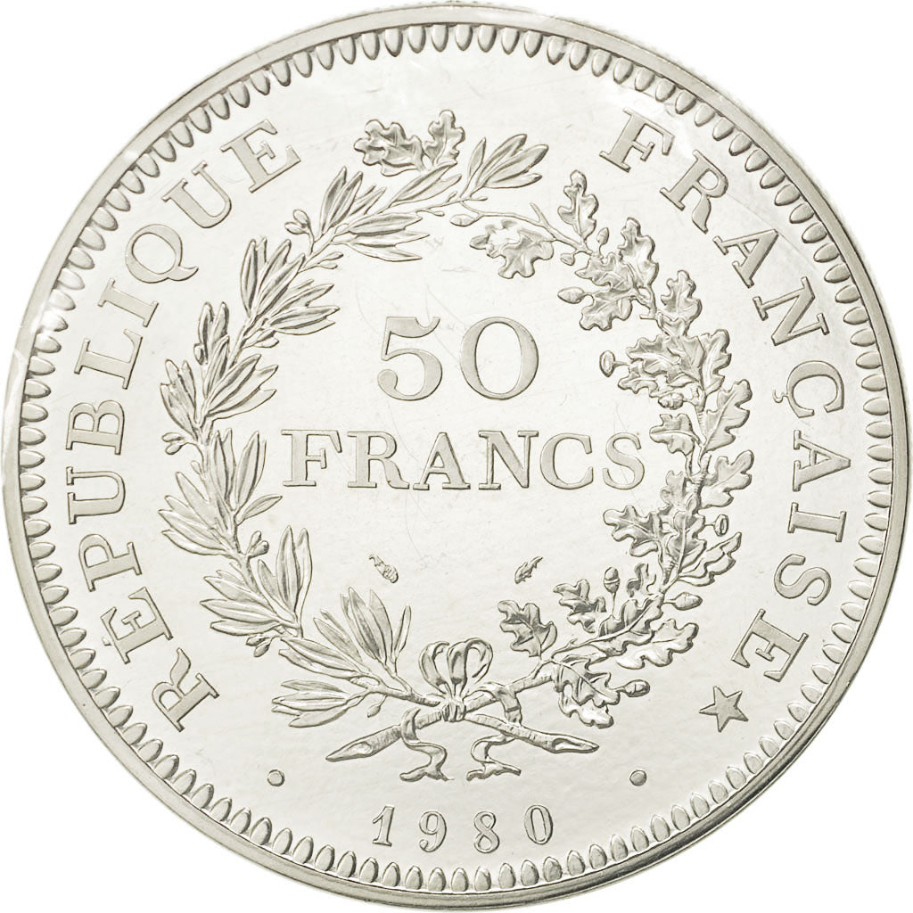 Coin, France, 50 Francs, 1980, Pessac, MS(65-70), Silver, KM:P680