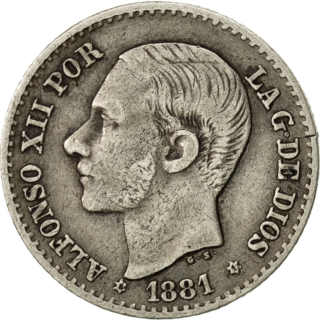 Coin, Spain, Alfonso XII, 50 Centimos, 1881, Madrid, EF(40-45), Silver, KM:685