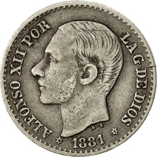Coin, Spain, Alfonso XII, 50 Centimos, 1881, Madrid, EF(40-45), Silver, KM:685