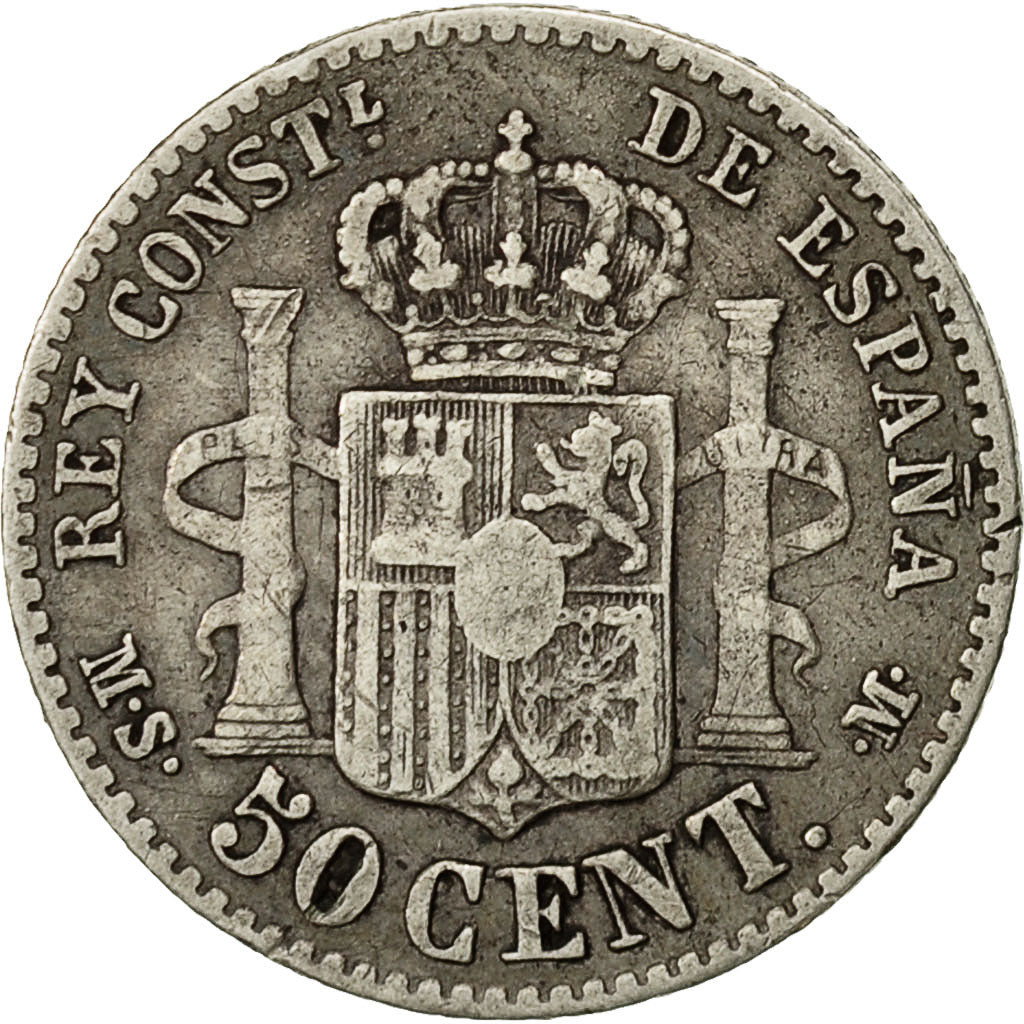 Coin, Spain, Alfonso XII, 50 Centimos, 1881, Madrid, EF(40-45), Silver, KM:685