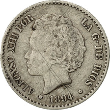 Coin, Spain, Alfonso XIII, 50 Centimos, 1894, Madrid, VF(30-35), Silver, KM:703