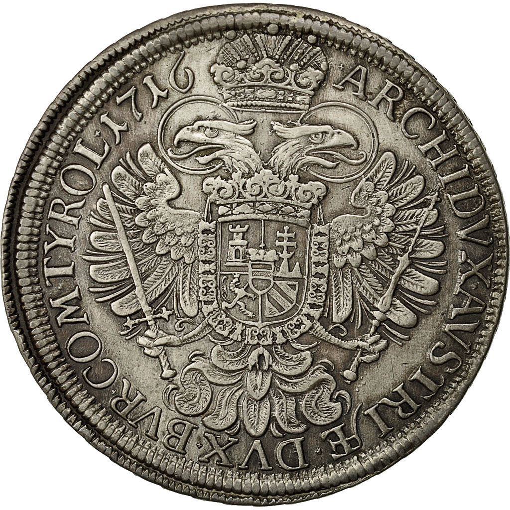 Coin, Austria, Karl (Charles) VI, Thaler, 1716, Vienna, AU(55-58), Silver