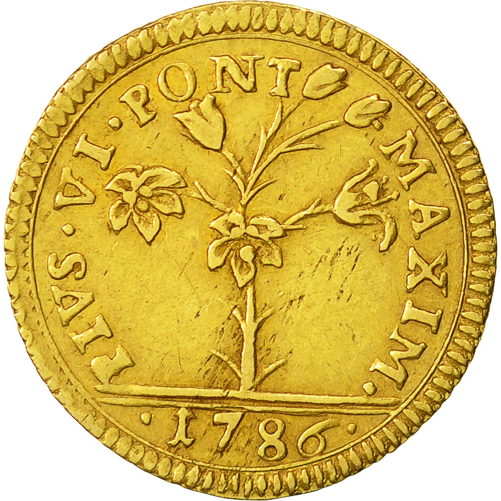 Moneta, STATI ITALIANI, PAPAL STATES-BOLOGNA, 15 Paoli = 1/2 Doppia D'oro, 1786