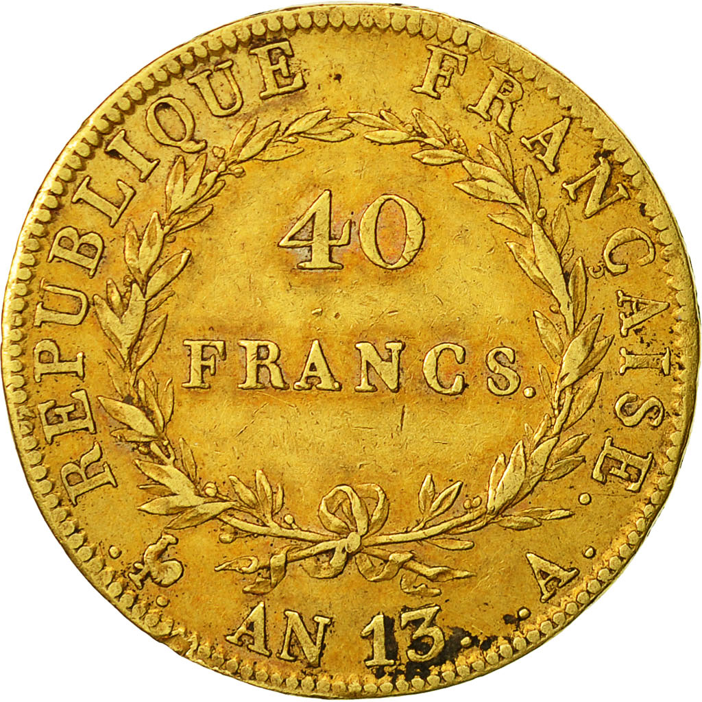 Monnaie, France, Napoléon I, 40 Francs, 1805, Paris, TTB, Or, KM:664.1