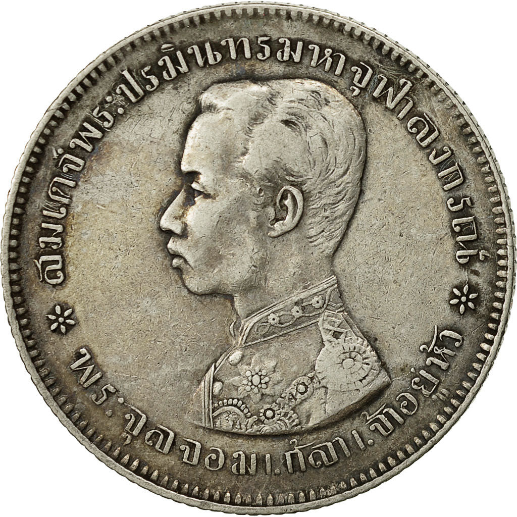 Coin, Thailand, Rama V, Baht, 1906, AU(50-53), Silver, KM:34a