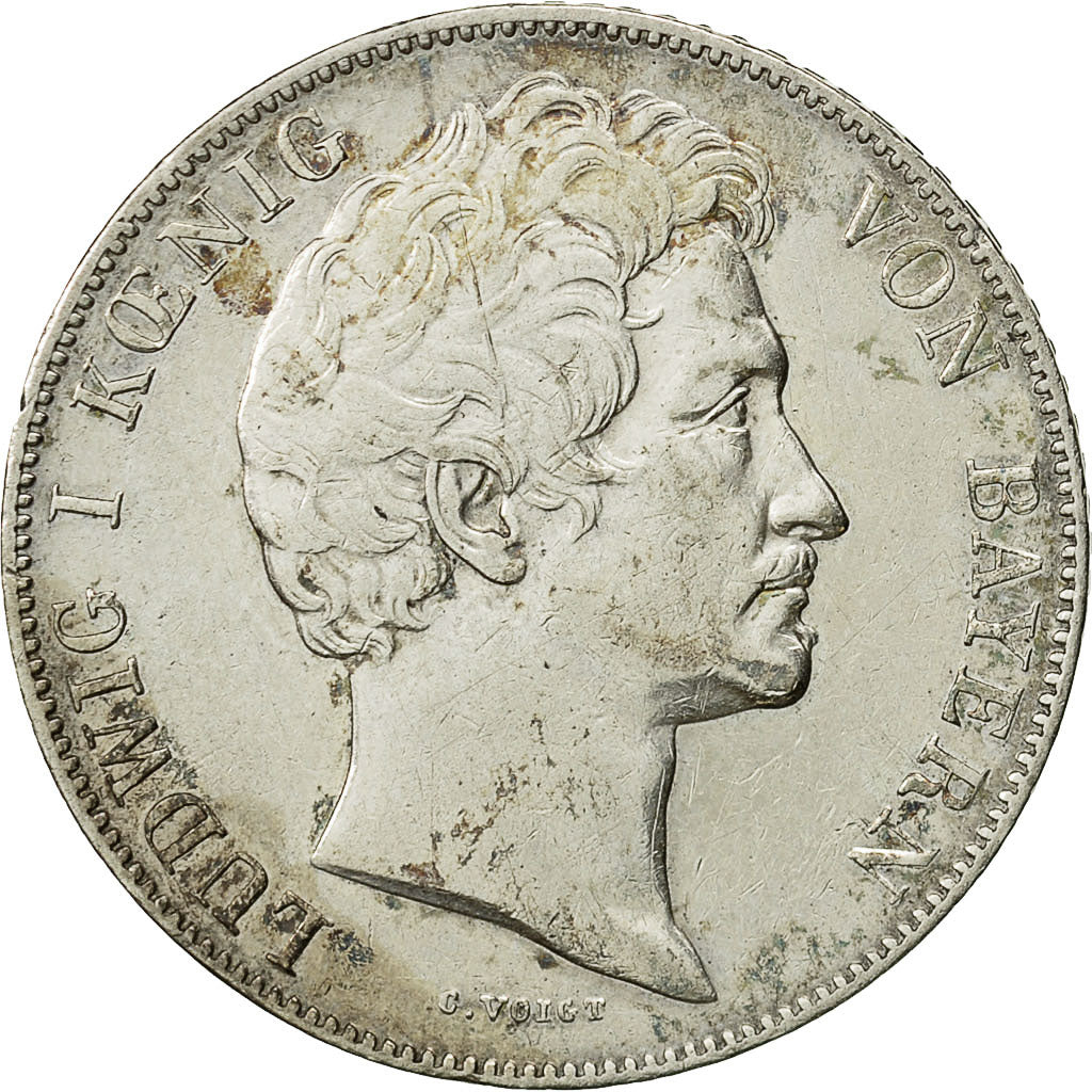 Münze, Deutsch Staaten, BAVARIA, Ludwig I, Gulden, 1844, SS, Silber, KM:788