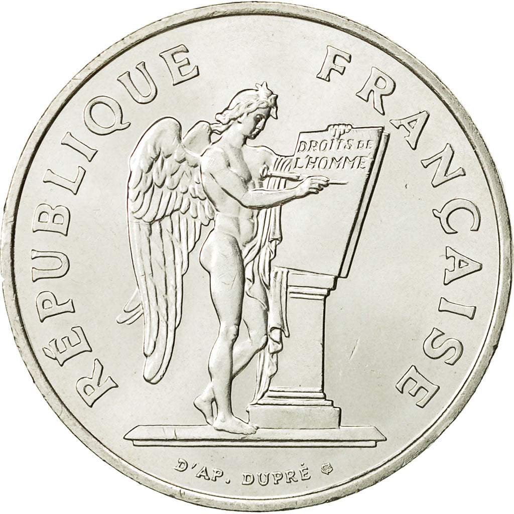 Coin, France, Droits de l'Homme, 100 Francs, 1989, MS(63), Silver, KM:970