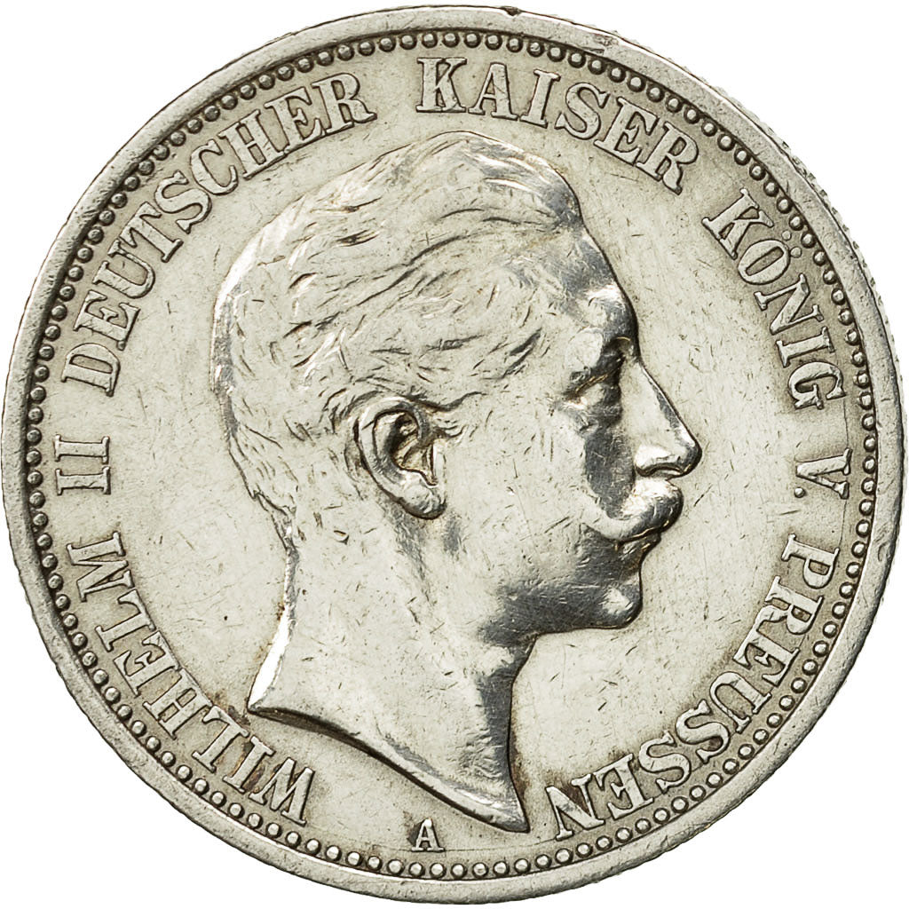 Coin, German States, PRUSSIA, Wilhelm II, 2 Mark, 1907, Berlin, AU(55-58)