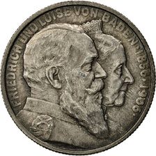 Coin, German States, BADEN, Friedrich I, 2 Mark, 1906, AU(50-53), Silver, KM:276