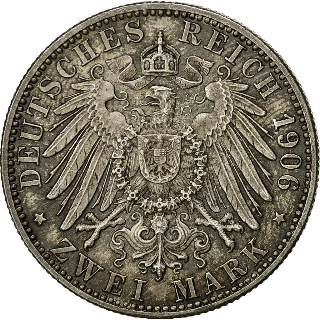 Coin, German States, BADEN, Friedrich I, 2 Mark, 1906, AU(50-53), Silver, KM:276