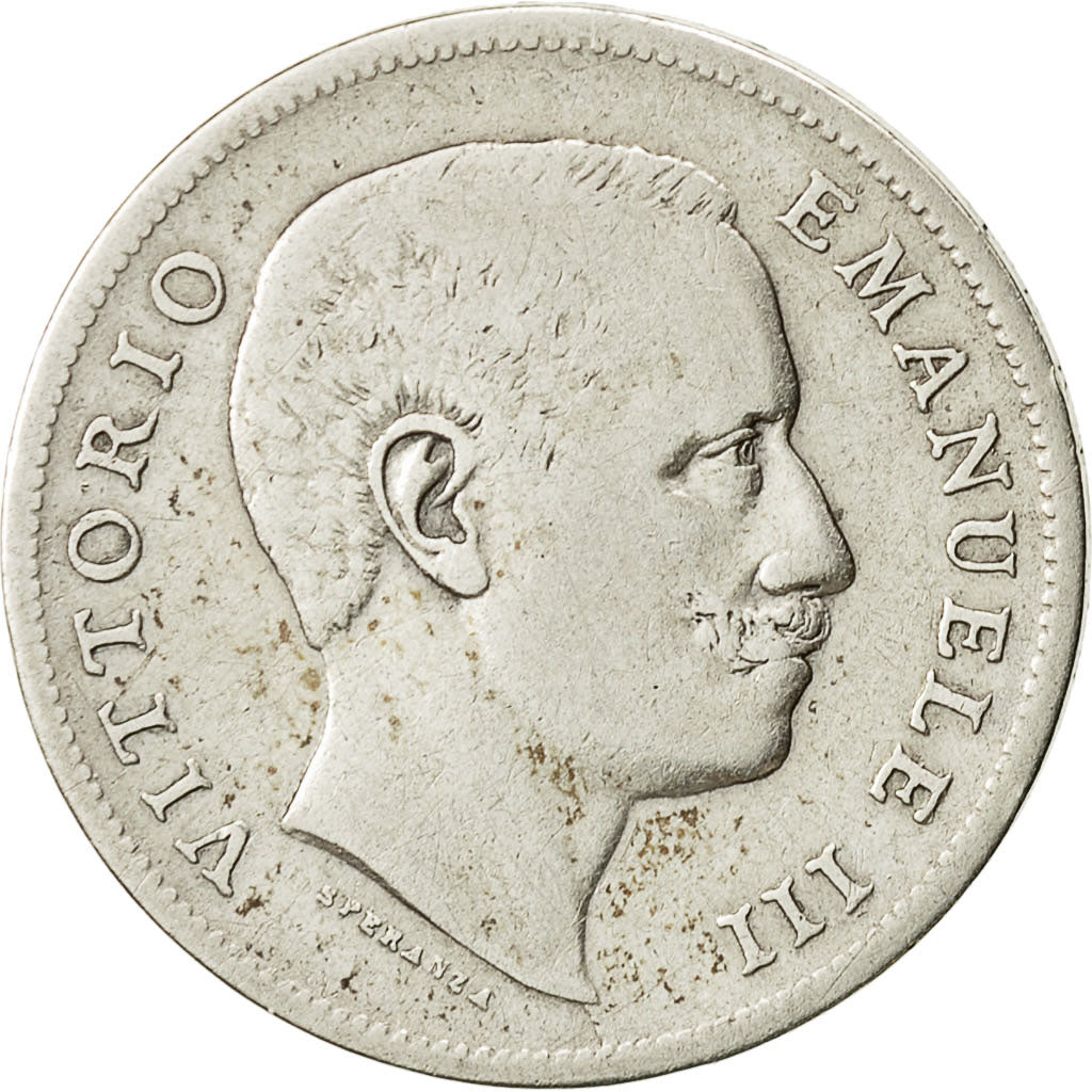 Moneta, Italia, Vittorio Emanuele III, Lira, 1907, Rome, MB+, Argento, KM:32