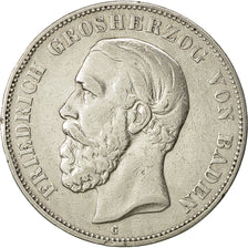 Coin, German States, BADEN, Friedrich I, 5 Mark, 1888, Stuttgart, VF(30-35)