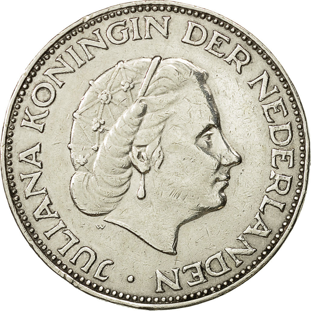 Coin, Netherlands, Juliana, 2-1/2 Gulden, 1961, AU(55-58), Silver, KM:185