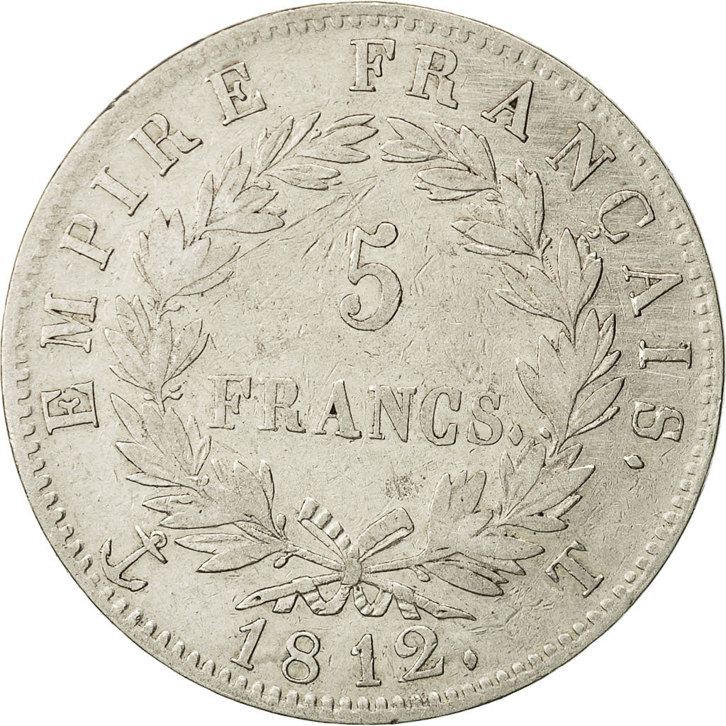 Coin, France, Napoléon I, 5 Francs, 1812, Nantes, EF(40-45), Silver, KM:694.14