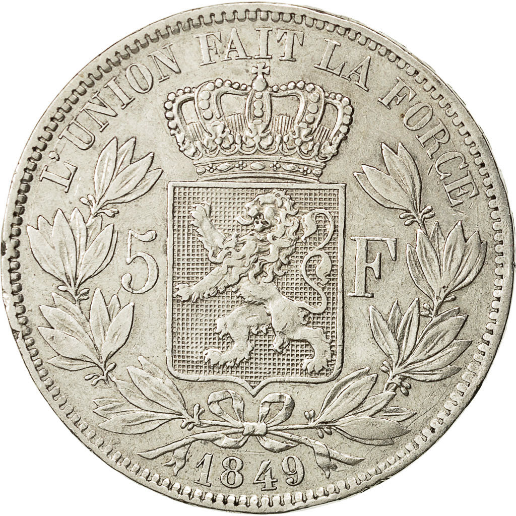 Coin, Belgium, Leopold I, 5 Francs, 5 Frank, 1849, AU(50-53), Silver, KM:17