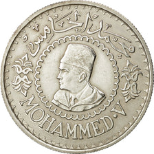 Coin, Morocco, Mohammed V, 500 Francs, 1956, Paris, AU(50-53), Silver, KM:54