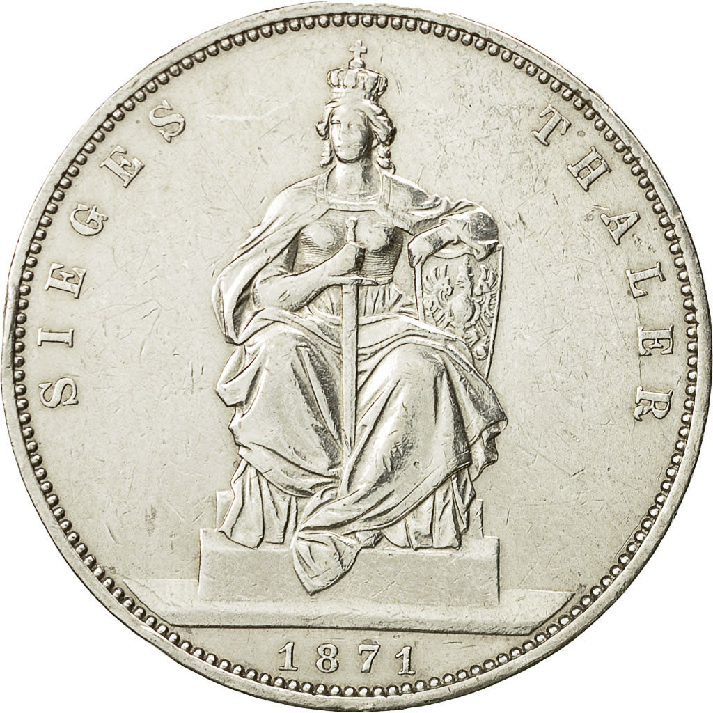 Moneta, Stati tedeschi, PRUSSIA, Wilhelm I, Thaler, 1871, Berlin, BB+, Argento