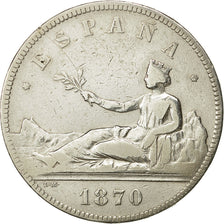Münze, Spanien, Provisional Government, 5 Pesetas, 1870, Madrid, S+, Silber