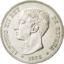 Coin, Spain, Alfonso XII, 5 Pesetas, 1876, Madrid, AU(50-53), Silver, KM:671
