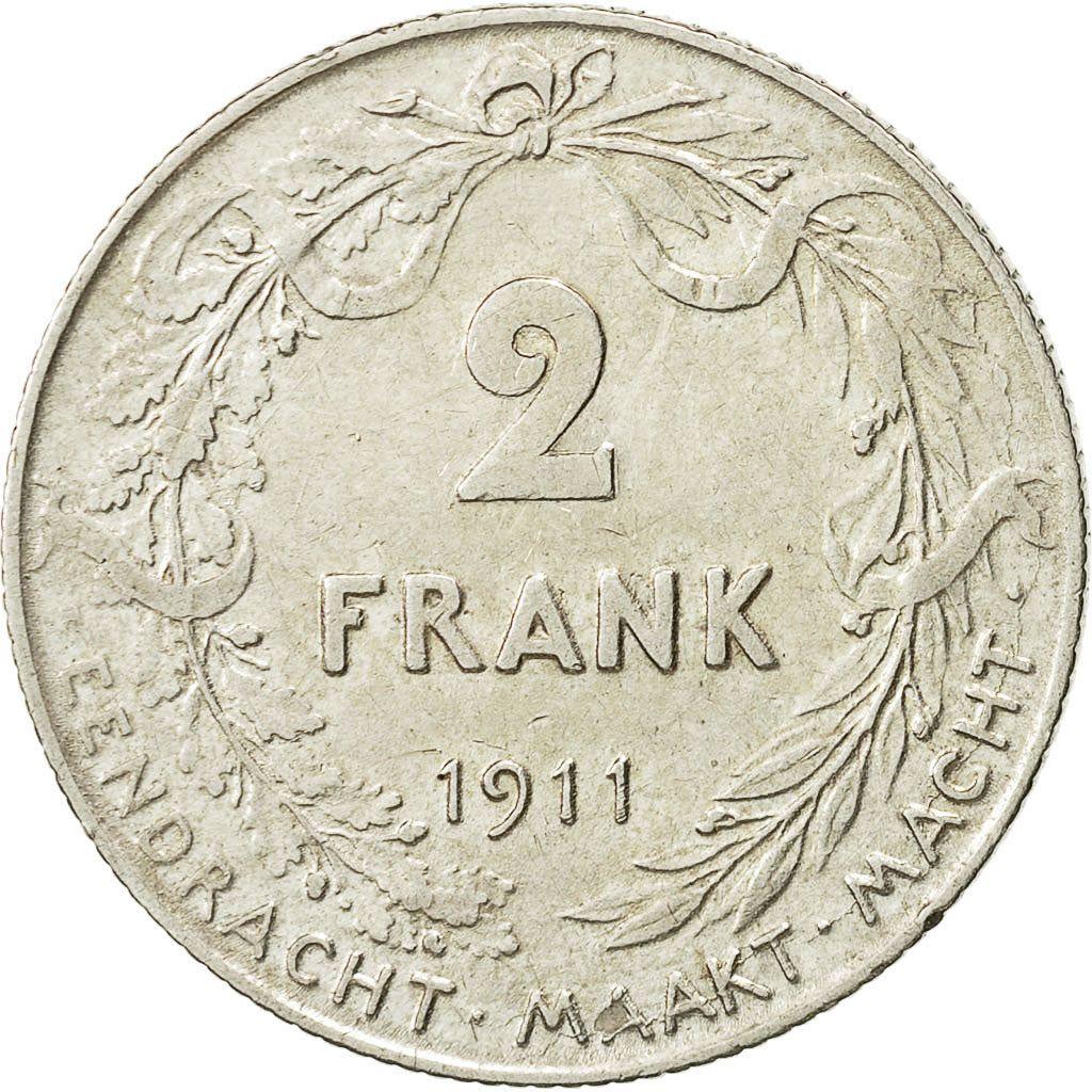 Coin, Belgium, 2 Francs, 2 Frank, 1911, EF(40-45), Silver, KM:75