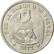 Moneda, Chile, Peso, 1877, Santiago, EBC+, Plata, KM:142.1