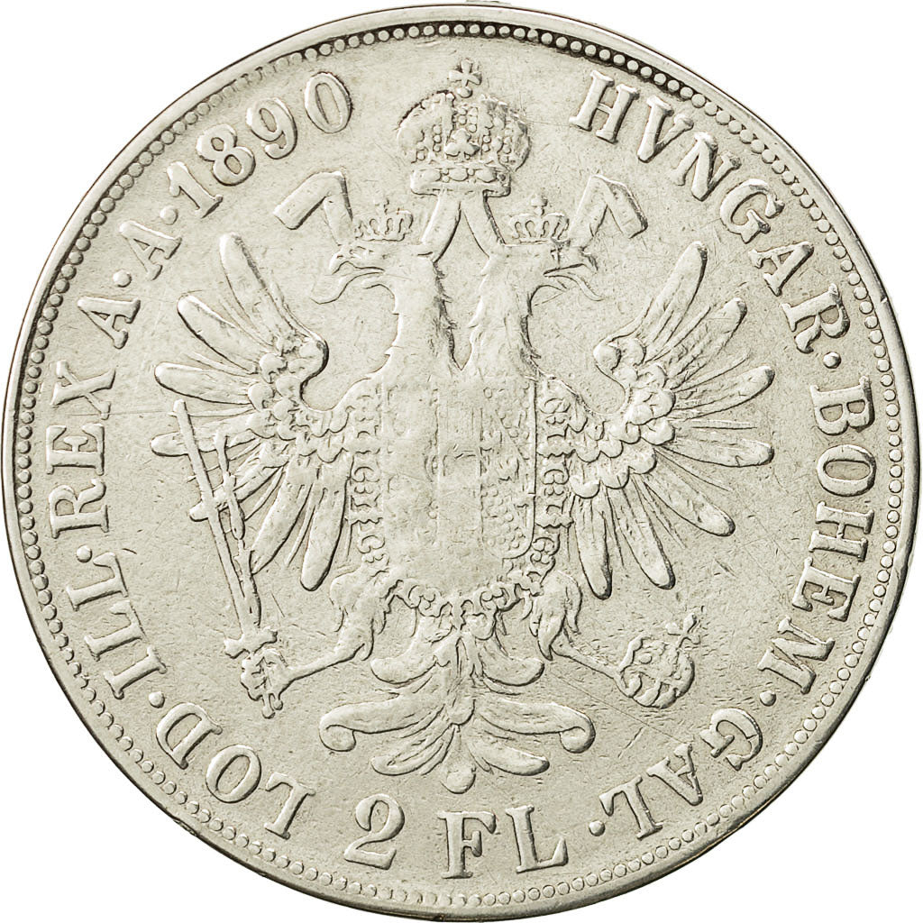 Coin, Austria, Franz Joseph I, 2 Florin, 1890, Vienna, VF(30-35), Silver