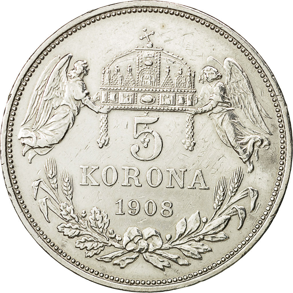 Coin, Hungary, Franz Joseph I, 5 Korona, 1908, Kormoczbanya, AU(50-53), Silver