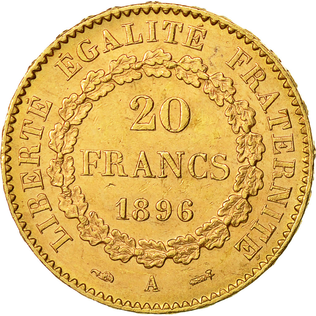 Moneta, Francia, Génie, 20 Francs, 1896, Paris, BB+, Oro, KM:825, Gadoury:1063