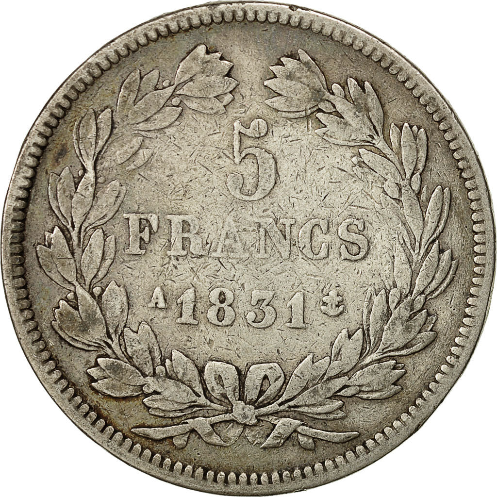 Coin, France, Louis-Philippe, 5 Francs, 1831, Paris, VF(20-25), Silver