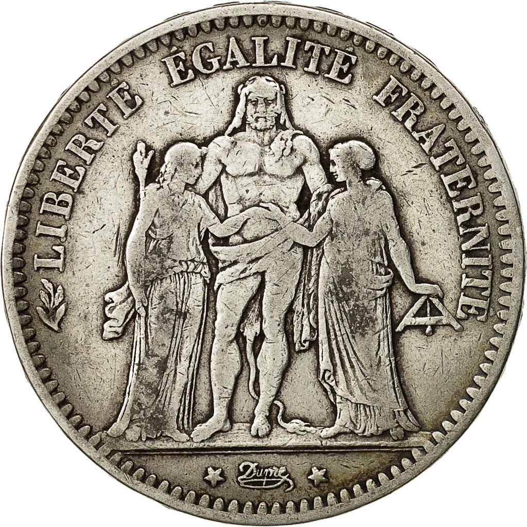 Coin, France, Hercule, 5 Francs, 1873, Bordeaux, VF(30-35), Silver, KM:820.2