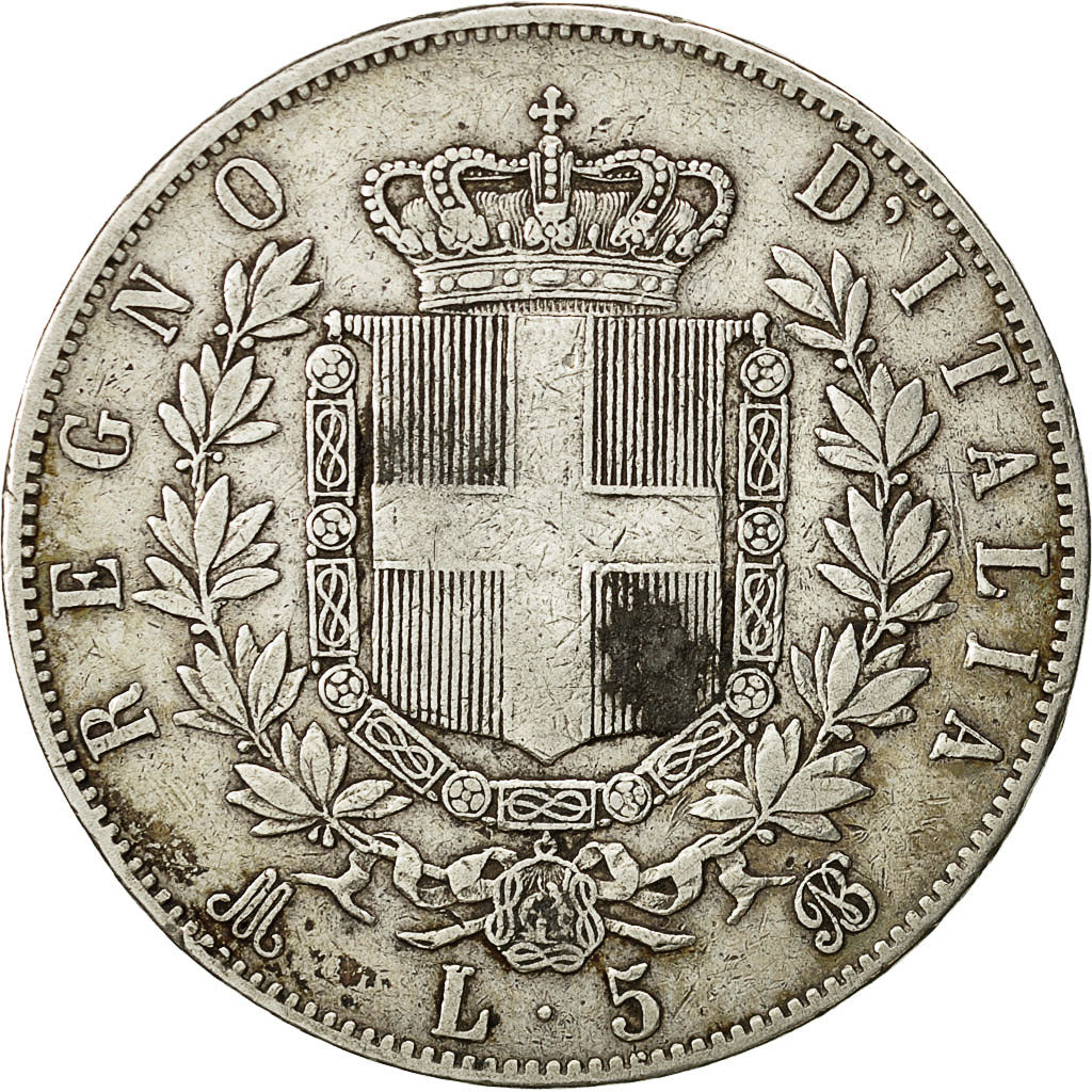 Coin, Italy, Vittorio Emanuele II, 5 Lire, 1869, Milan, EF(40-45), Silver