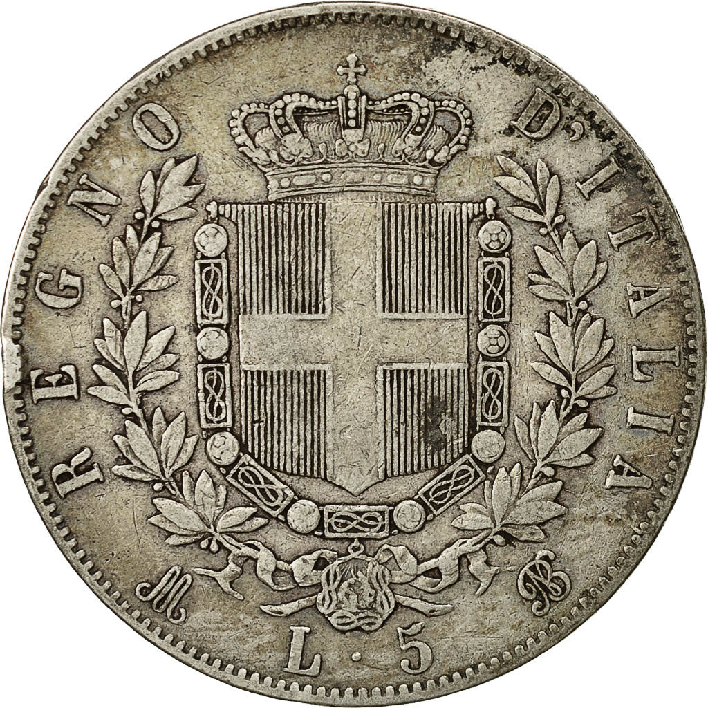 Moneta, Italia, Vittorio Emanuele II, 5 Lire, 1871, Milan, MB+, Argento, KM:8.3