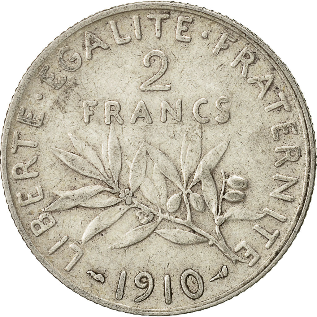 Coin, France, Semeuse, 2 Francs, 1910, Paris, EF(40-45), Silver, KM:845.1