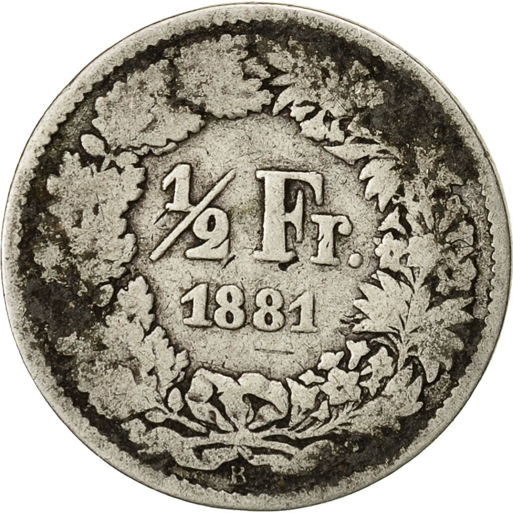 Coin, Switzerland, 1/2 Franc, 1881, Bern, F(12-15), Silver, KM:23