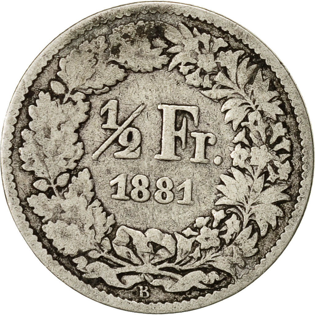 Coin, Switzerland, 1/2 Franc, 1881, Bern, F(12-15), Silver, KM:23