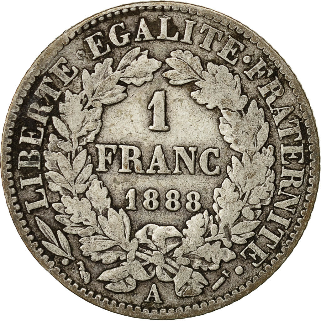 Monnaie, France, Cérès, Franc, 1888, Paris, TB+, Argent, Gadoury:465a