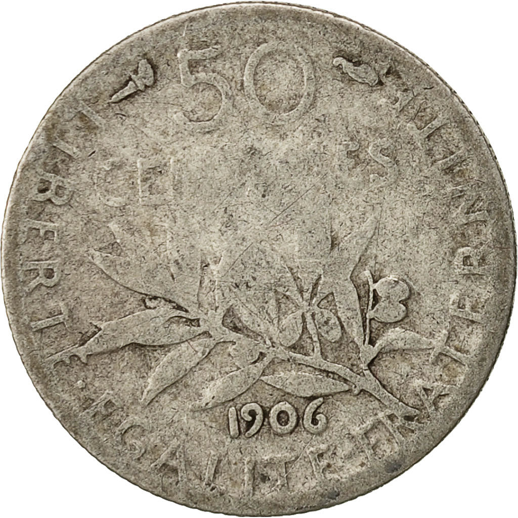 Coin, France, Semeuse, 50 Centimes, 1906, Paris, F(12-15), Silver, KM:854