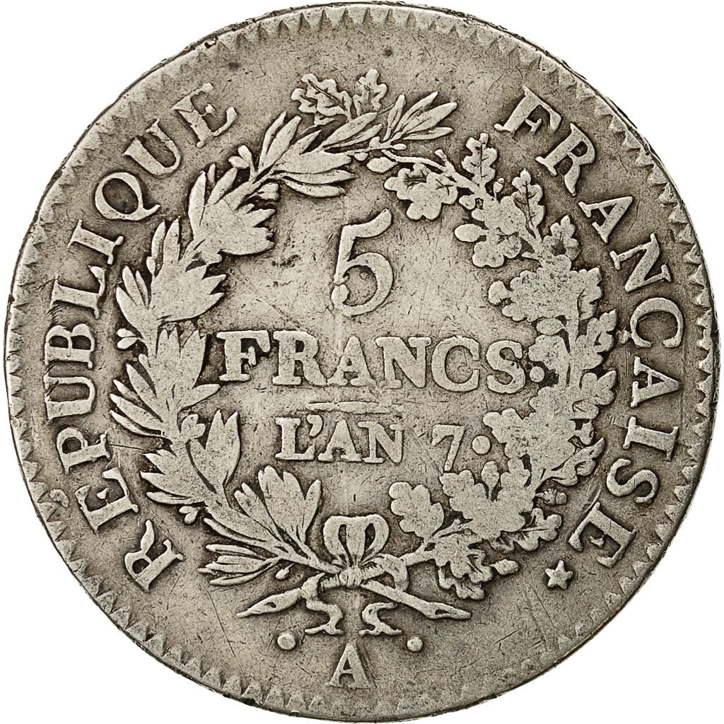 Monnaie, France, Union et Force, 5 Francs, 1798, Paris, TB+, Argent